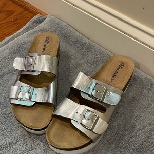 Silver slip ons size 8